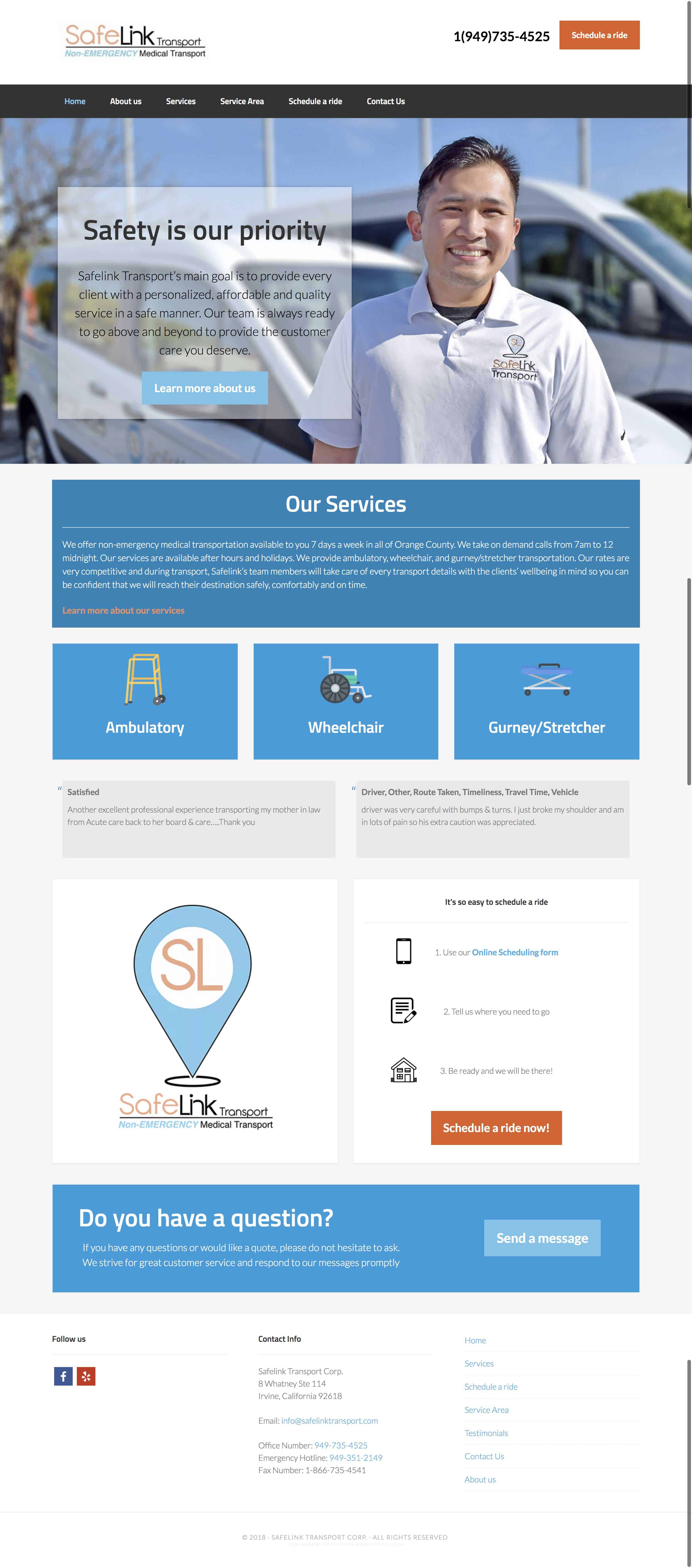 Safelink Transport Screen shot WordPress website by Imfranky Web Design in Las Vegas